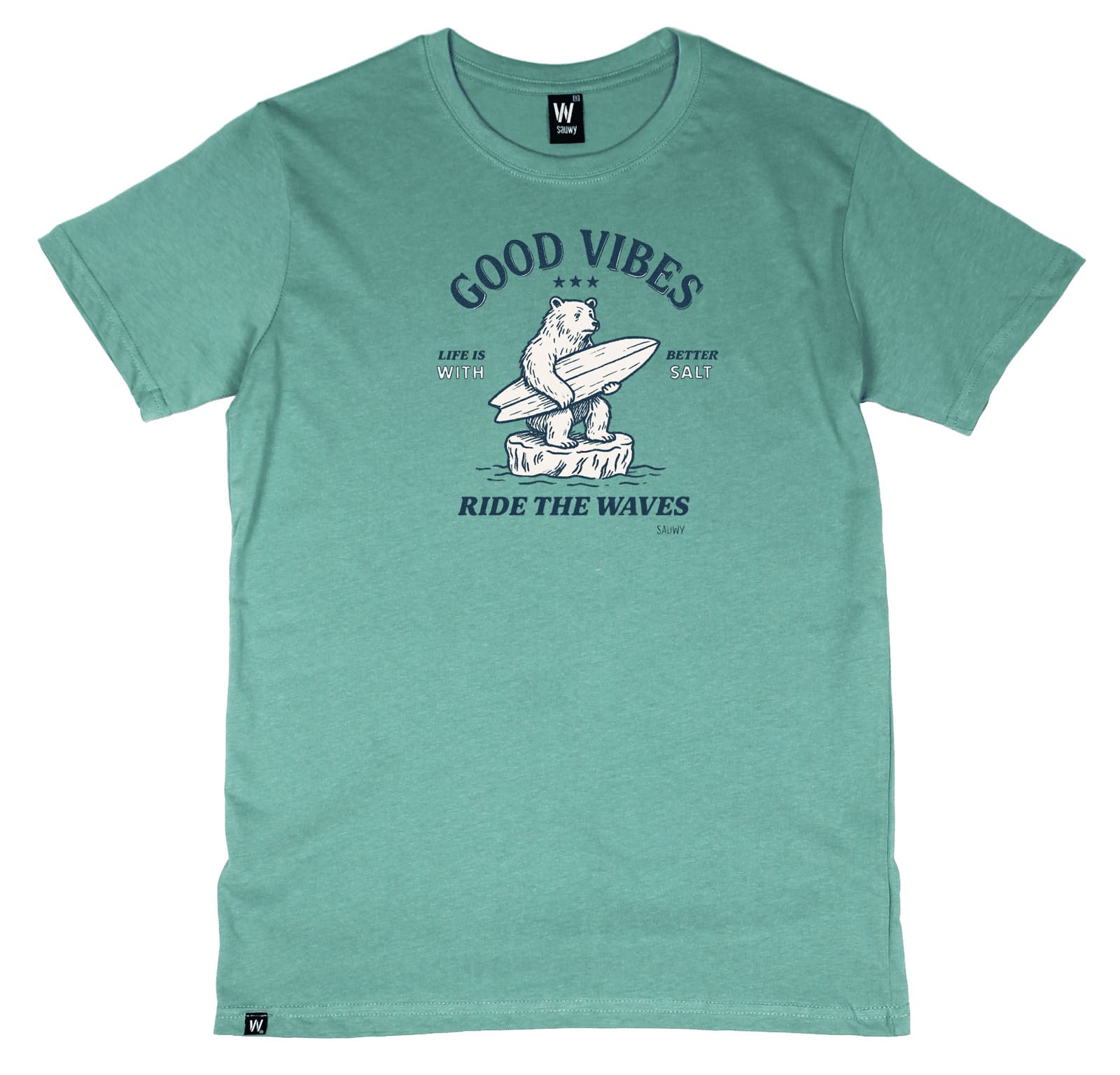 145 VERDE OSO SURF Camiseta Verde Good Vibes